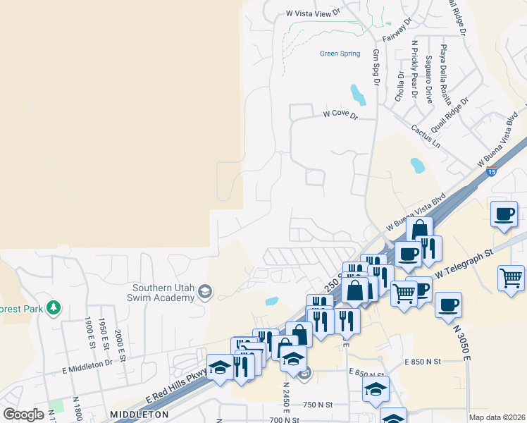 map of restaurants, bars, coffee shops, grocery stores, and more near 7 West Silver Feather Circle in Washington