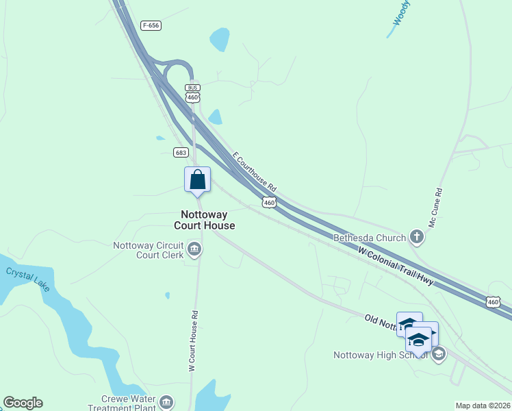 map of restaurants, bars, coffee shops, grocery stores, and more near Carson Lane in Crewe