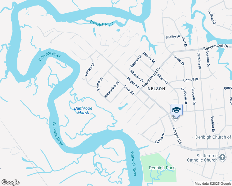 map of restaurants, bars, coffee shops, grocery stores, and more near 81 Silverwood Drive in Newport News