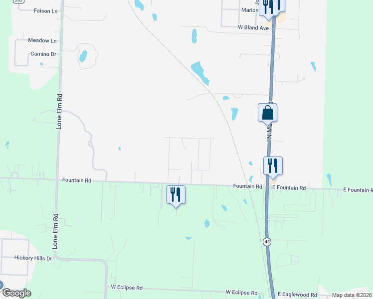 map of restaurants, bars, coffee shops, grocery stores, and more near 5101 Cottrell Court in Joplin