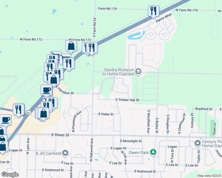 map of restaurants, bars, coffee shops, grocery stores, and more near 2130 East Hamilton Street in Republic