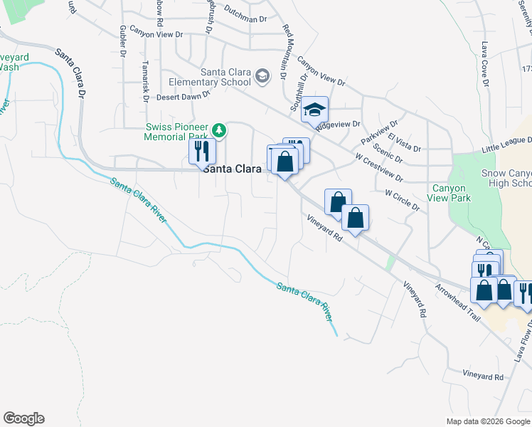 map of restaurants, bars, coffee shops, grocery stores, and more near 1311 Vernons St in Santa Clara