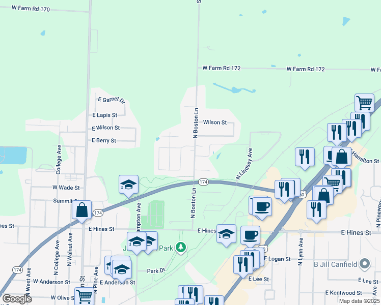 map of restaurants, bars, coffee shops, grocery stores, and more near 961 North Boston Lane in Republic