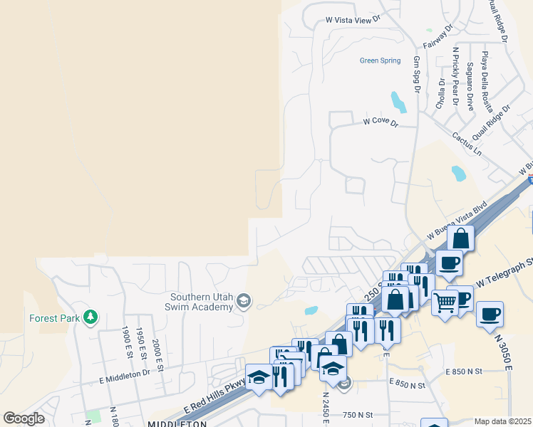 map of restaurants, bars, coffee shops, grocery stores, and more near North Cliffside Drive in Washington