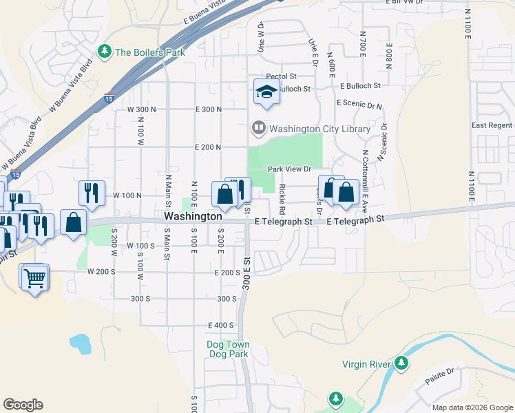 map of restaurants, bars, coffee shops, grocery stores, and more near 18 North 300 East in Washington