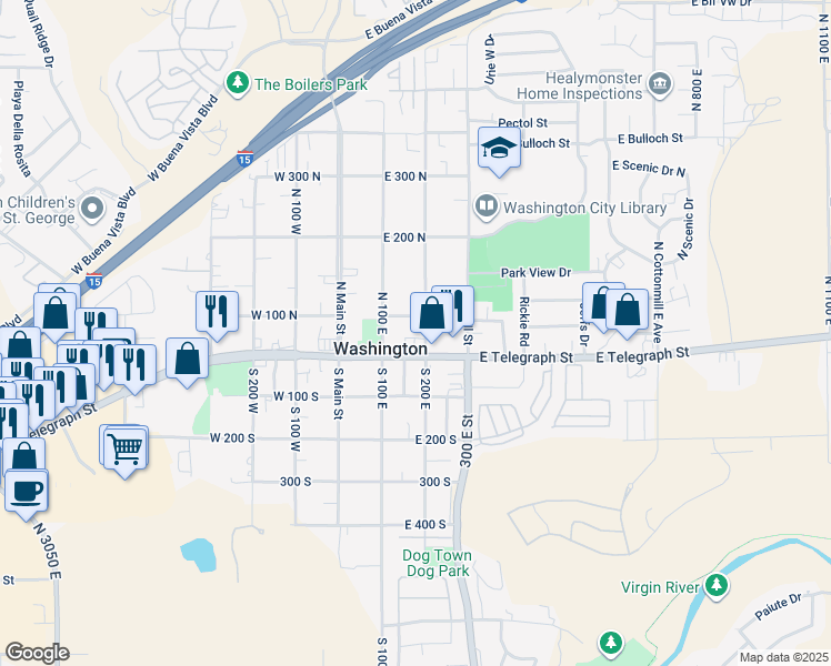 map of restaurants, bars, coffee shops, grocery stores, and more near 67 North 200 East in Washington