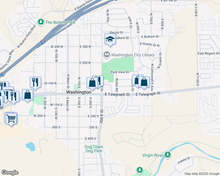 map of restaurants, bars, coffee shops, grocery stores, and more near 49 North Village Way in Washington