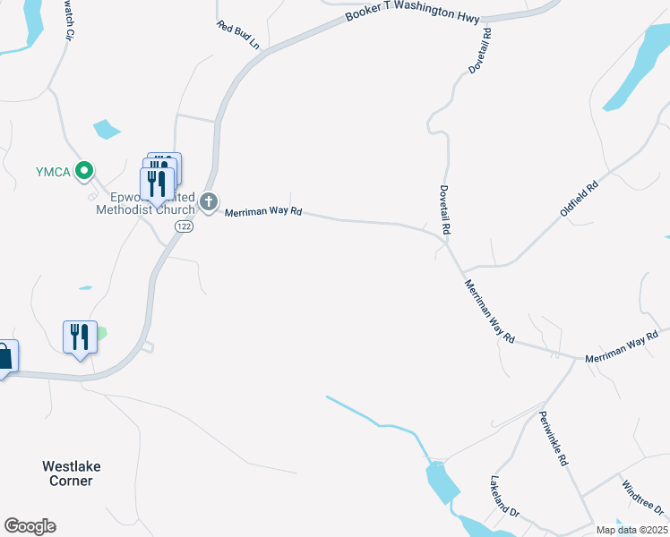map of restaurants, bars, coffee shops, grocery stores, and more near 390 Merriman Way Road in Moneta