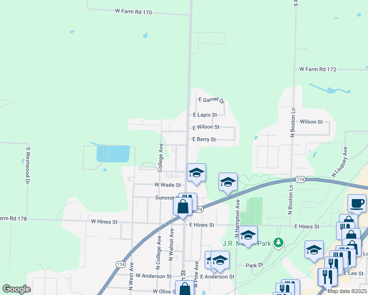 map of restaurants, bars, coffee shops, grocery stores, and more near 110 West Berry Street in Republic