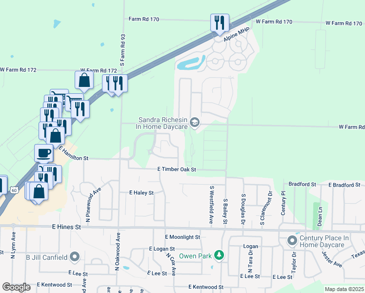 map of restaurants, bars, coffee shops, grocery stores, and more near 1000 North Parkwood Avenue in Republic