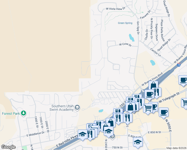map of restaurants, bars, coffee shops, grocery stores, and more near 7 West Silver Feather Circle in Washington