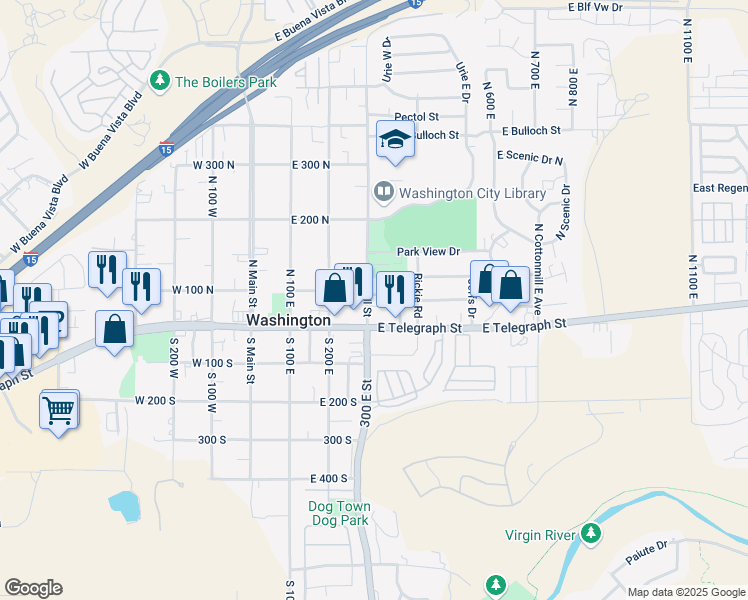 map of restaurants, bars, coffee shops, grocery stores, and more near 47 North 300 East in Washington
