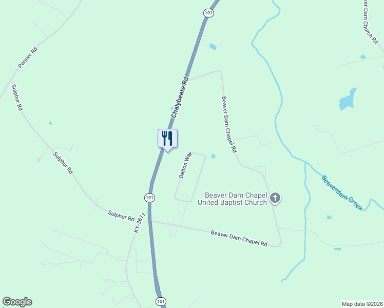 map of restaurants, bars, coffee shops, grocery stores, and more near Dalton Way in Smiths Grove