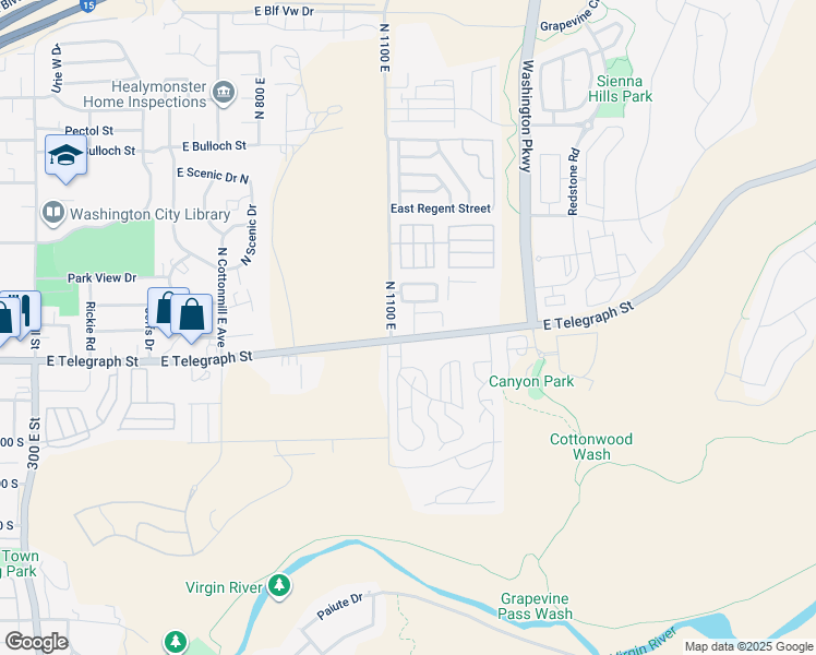 map of restaurants, bars, coffee shops, grocery stores, and more near 1167 East Telegraph Street in Washington