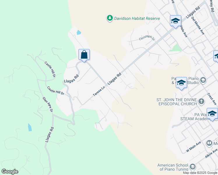 map of restaurants, bars, coffee shops, grocery stores, and more near Rose Orchard Court in Morgan Hill