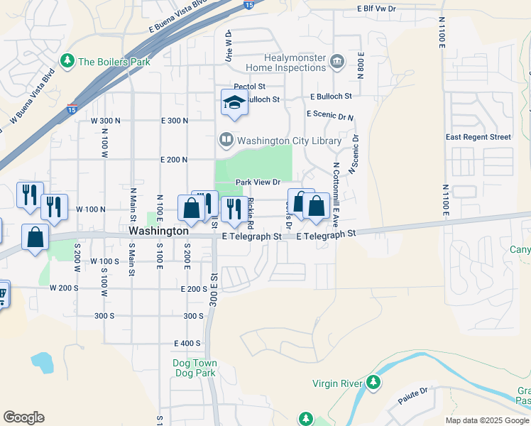 map of restaurants, bars, coffee shops, grocery stores, and more near 441 Angie Lane in Washington