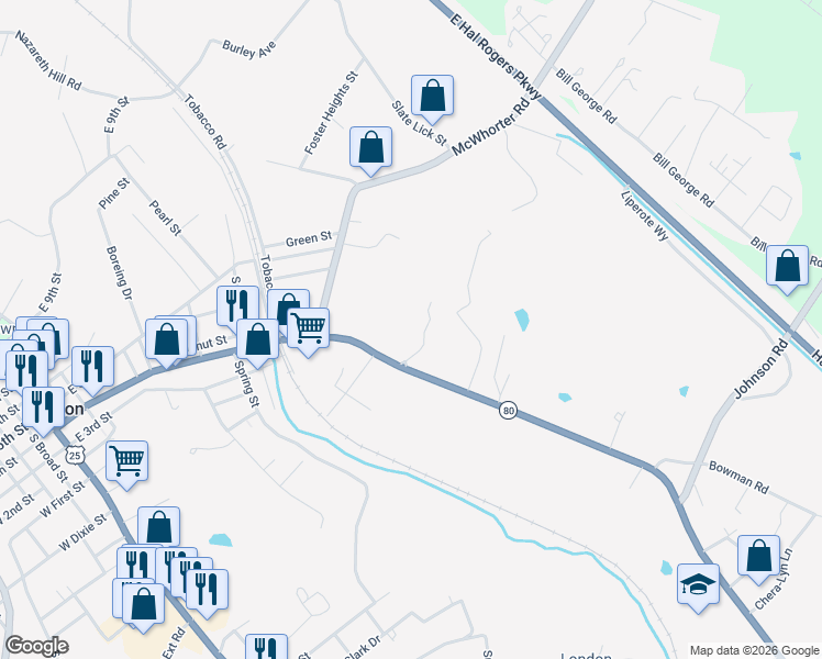 map of restaurants, bars, coffee shops, grocery stores, and more near 853 East 4th Street in London
