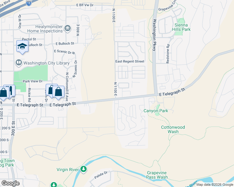 map of restaurants, bars, coffee shops, grocery stores, and more near 1167 East Telegraph Street in Washington