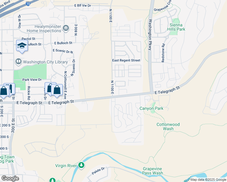 map of restaurants, bars, coffee shops, grocery stores, and more near 1167 East Telegraph Street in Washington