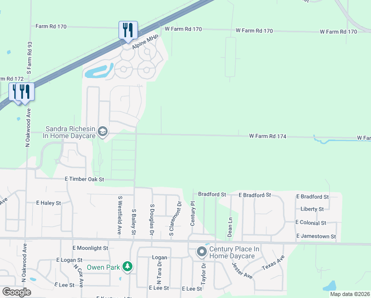 map of restaurants, bars, coffee shops, grocery stores, and more near 7206 West Farm Road 174 in Republic