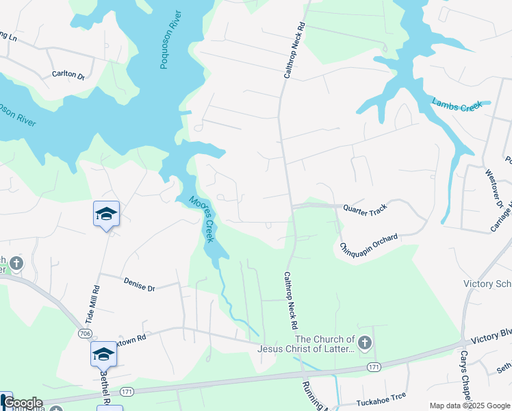 map of restaurants, bars, coffee shops, grocery stores, and more near 306 Massie Lane in Yorktown