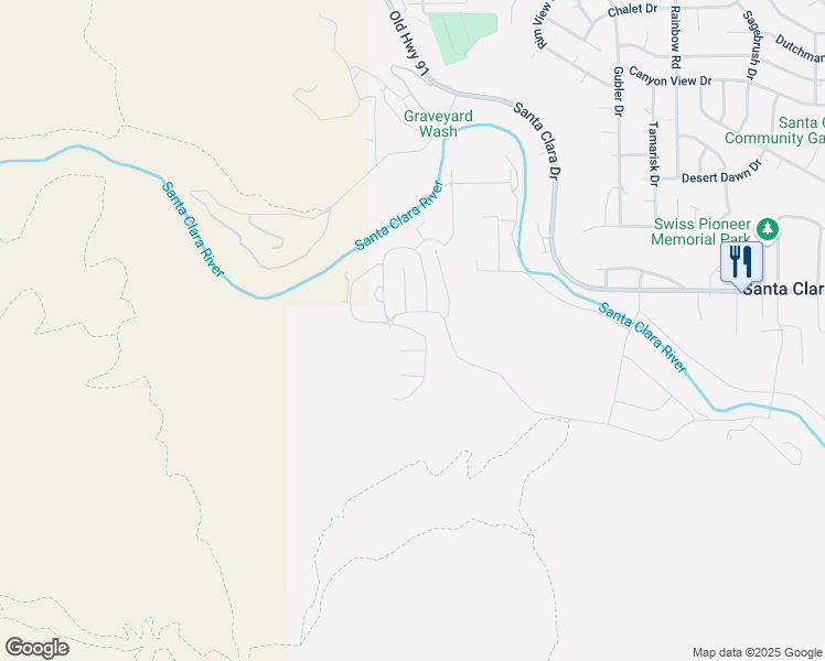 map of restaurants, bars, coffee shops, grocery stores, and more near Hillside Way in Santa Clara