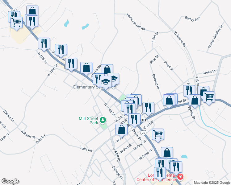 map of restaurants, bars, coffee shops, grocery stores, and more near 600 North Main Street in London