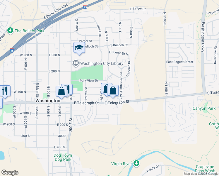 map of restaurants, bars, coffee shops, grocery stores, and more near 113 Frontier Drive in Washington