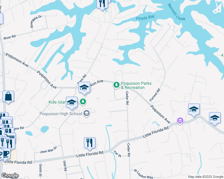 map of restaurants, bars, coffee shops, grocery stores, and more near 826 Poquoson Avenue in Poquoson
