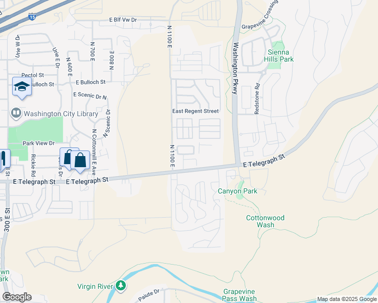 map of restaurants, bars, coffee shops, grocery stores, and more near 150 North 1100 East in Washington