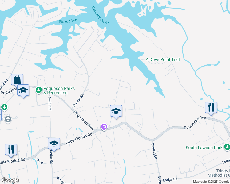 map of restaurants, bars, coffee shops, grocery stores, and more near 63 Poplar Road in Poquoson