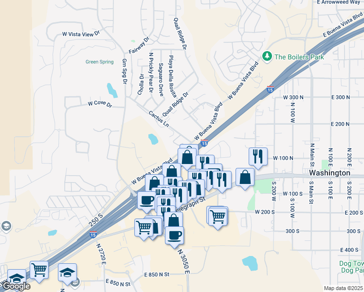 map of restaurants, bars, coffee shops, grocery stores, and more near 684 Buena Vista Boulevard in Washington