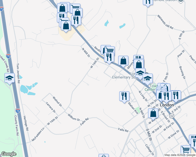 map of restaurants, bars, coffee shops, grocery stores, and more near 1508 Poindexter Street in London