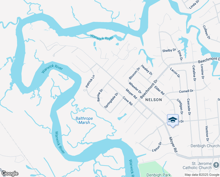 map of restaurants, bars, coffee shops, grocery stores, and more near 138 Cove Road in Newport News