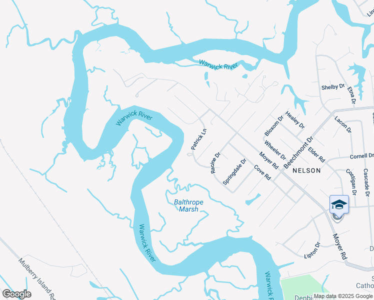 map of restaurants, bars, coffee shops, grocery stores, and more near 1109 Patrick Ln in Newport News