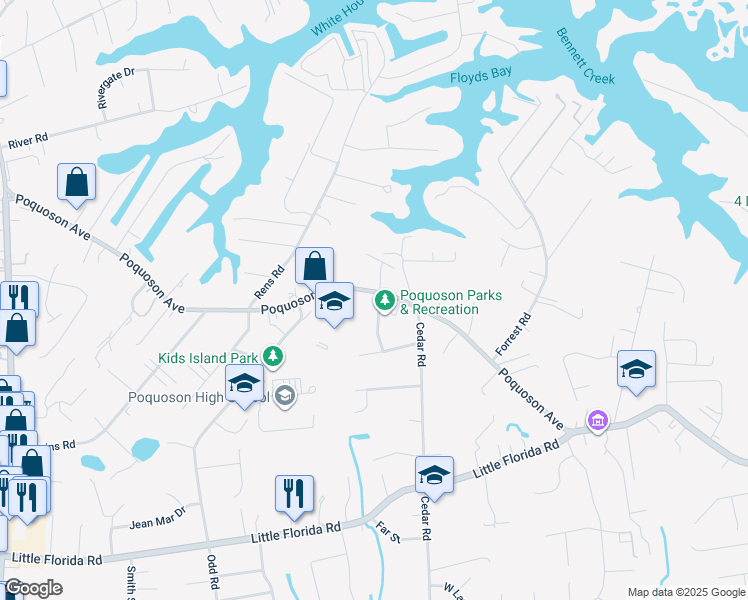map of restaurants, bars, coffee shops, grocery stores, and more near 826 Poquoson Avenue in Poquoson