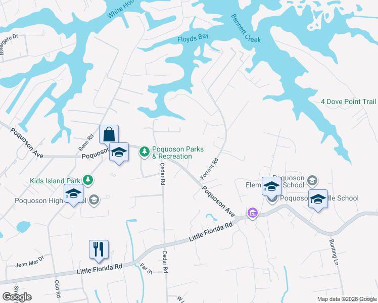 map of restaurants, bars, coffee shops, grocery stores, and more near 879 Poquoson Avenue in Poquoson