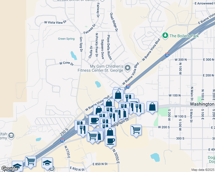 map of restaurants, bars, coffee shops, grocery stores, and more near 684 West Buena Vista Boulevard in Washington