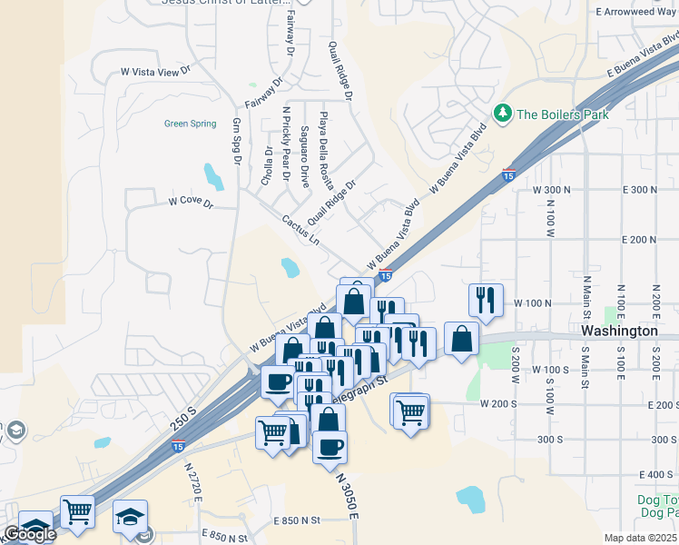 map of restaurants, bars, coffee shops, grocery stores, and more near 684 Buena Vista Boulevard in Washington