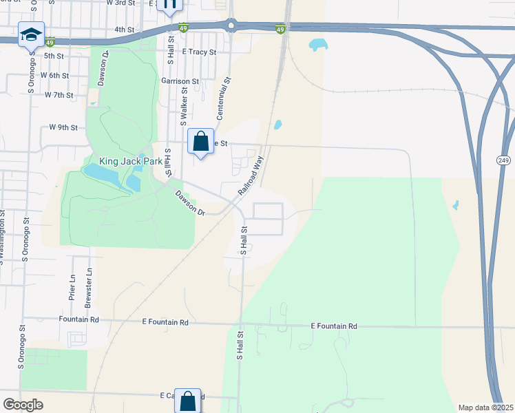 map of restaurants, bars, coffee shops, grocery stores, and more near 836 Hawthorne Loop in Webb City