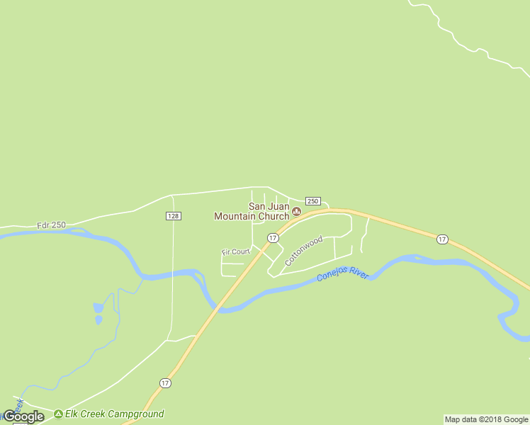 map of restaurants, bars, coffee shops, grocery stores, and more near Spruce Street in Conejos County