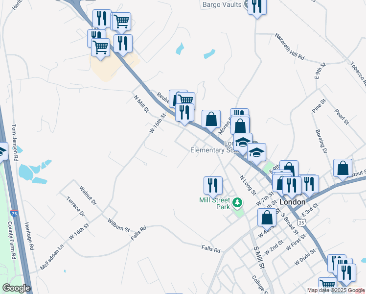 map of restaurants, bars, coffee shops, grocery stores, and more near 1305 Griffin Street in London