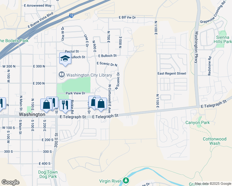 map of restaurants, bars, coffee shops, grocery stores, and more near 120 North Scenic Drive East in Washington