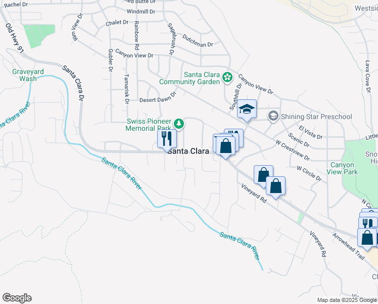 map of restaurants, bars, coffee shops, grocery stores, and more near 3036 Santa Clara Drive in Santa Clara