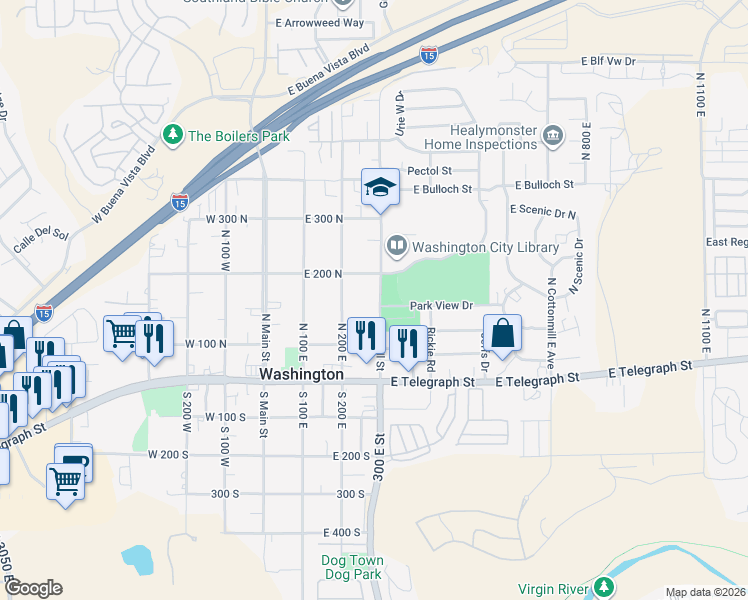 map of restaurants, bars, coffee shops, grocery stores, and more near 143 North 300 East in Washington