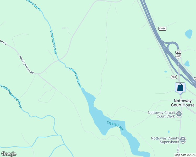 map of restaurants, bars, coffee shops, grocery stores, and more near 569 Crystal Lake Road in Crewe