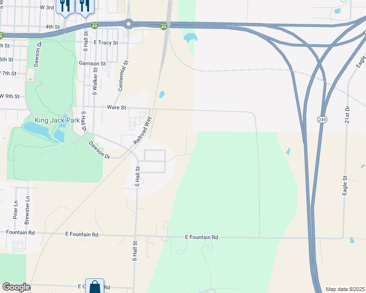 map of restaurants, bars, coffee shops, grocery stores, and more near 1218 Elm Court in Webb City