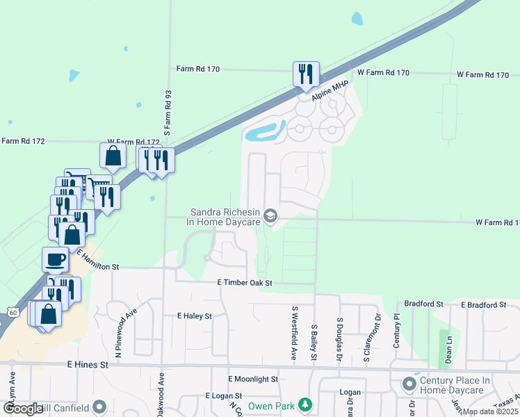 map of restaurants, bars, coffee shops, grocery stores, and more near 1119 North Northwood Avenue in Republic