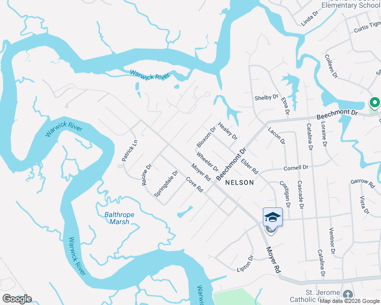 map of restaurants, bars, coffee shops, grocery stores, and more near 929 Moyer Road in Newport News