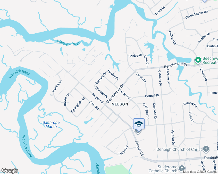 map of restaurants, bars, coffee shops, grocery stores, and more near 908 Arnett Drive in Newport News